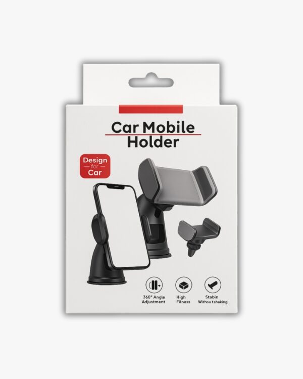 Universal Car Mobile Holder | 360° Adjustable Phone Stand for Dashboard, Windshield & Air Vent | Strong Grip & Anti-Slip Clamp for All Smartphones